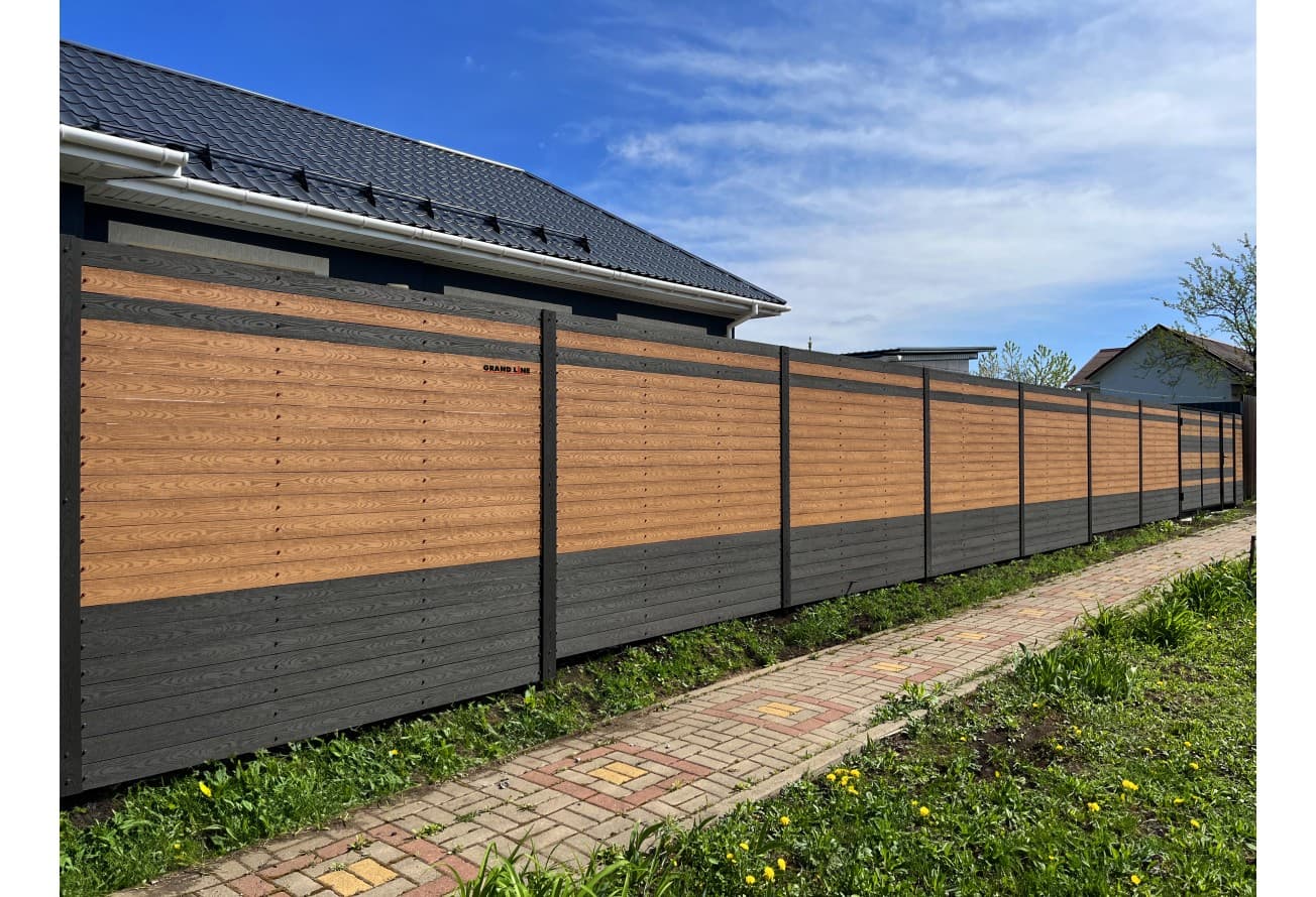 Штакетник ДПК Grand Line 97x12 тиснение с двух сторон графит 1,2м (ШТх2)