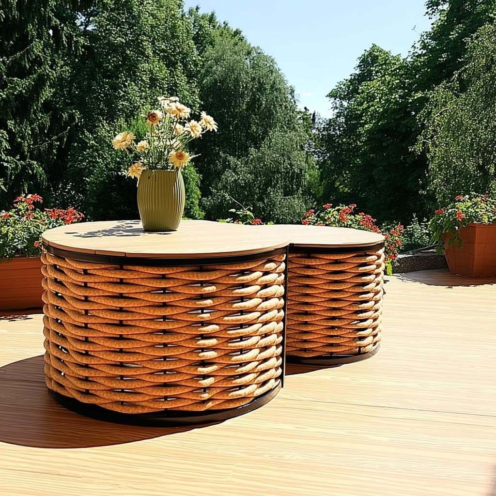 Стол DeckWOOD Dual  D 78cм, h 45см песочный