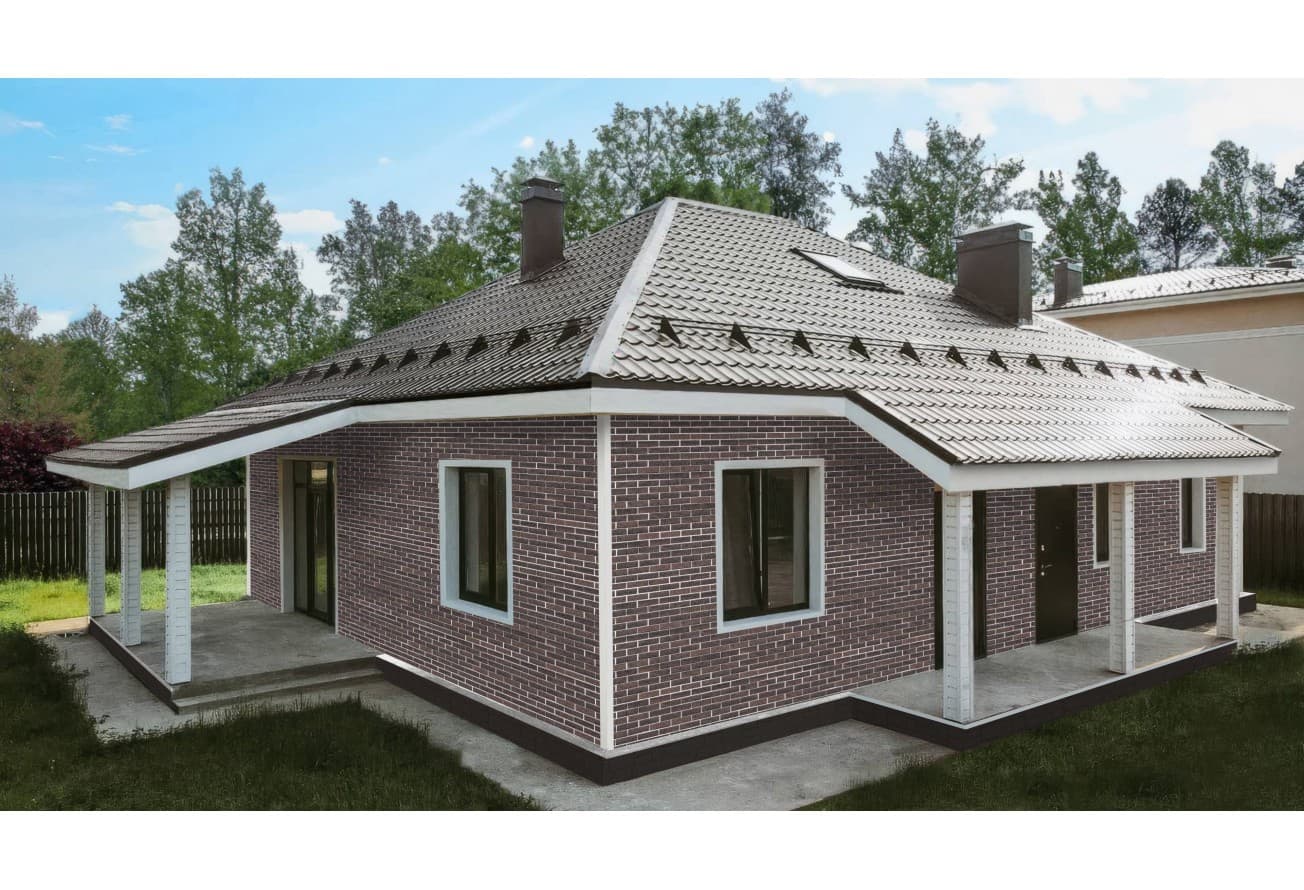 Фасадная панель Grand Line Состаренный кирпич Дизайн Плюс кофе с белым швом