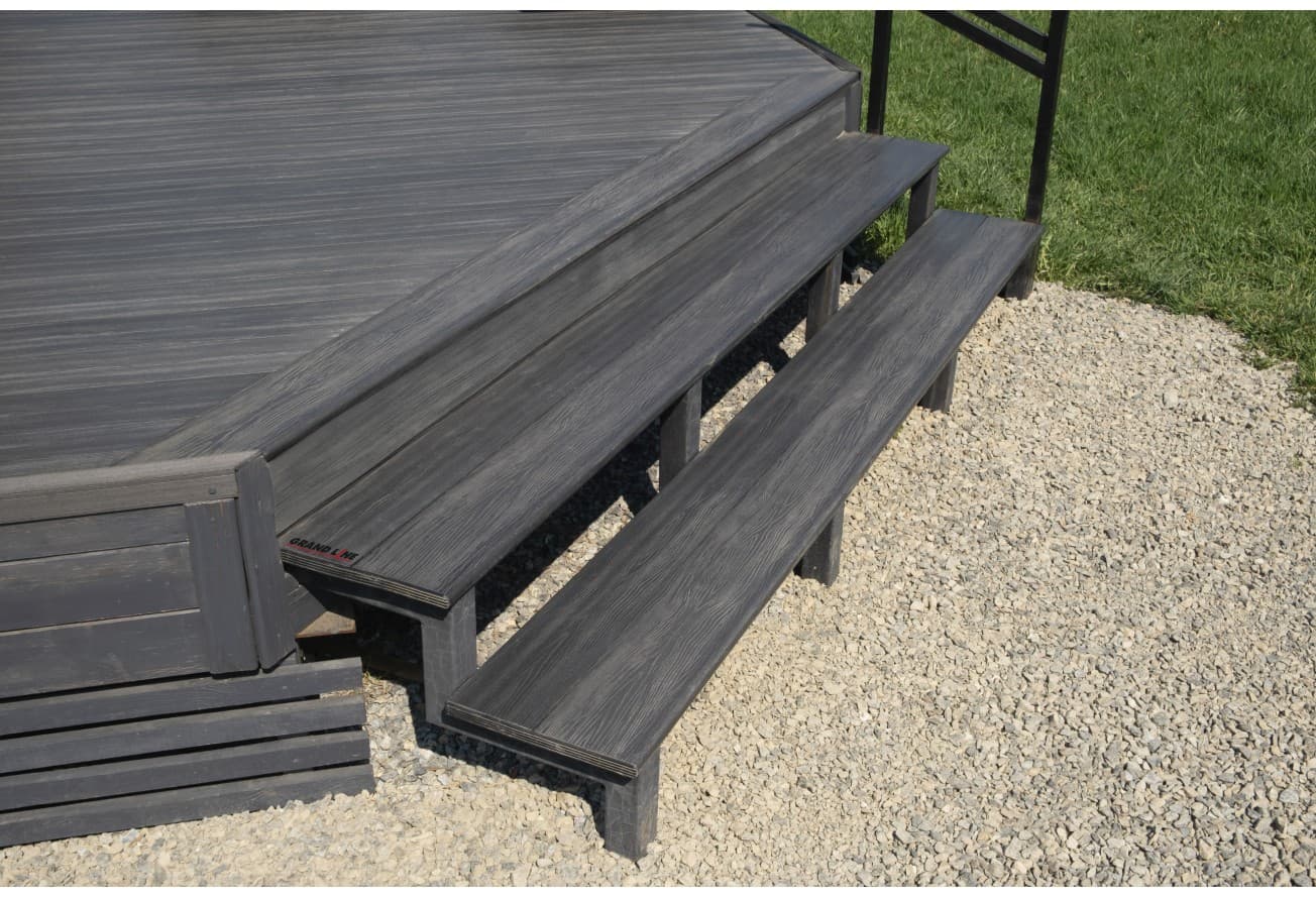 Террасная доска ДПК Grand Line 140мм 3D Дерево (Wood) графит 3м