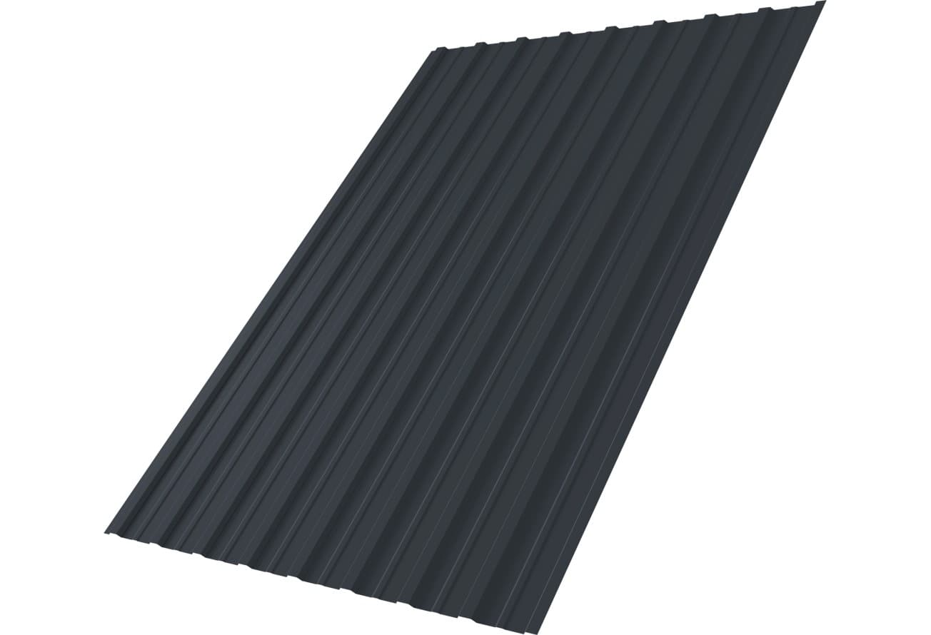 Профнастил С10A Grand Line 0,5 GreenCoat Pural БТ матовый RR 23 темно-серый (RAL 7024 мокрый асфальт)
