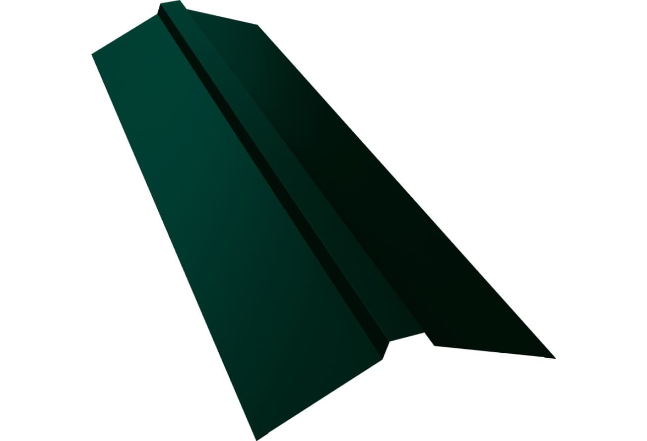Планка конька прямоугольного 115х30х115 Grand Line 0,45 ПЭ двухсторонний с пленкой RAL 6005 зеленый мох (2м)