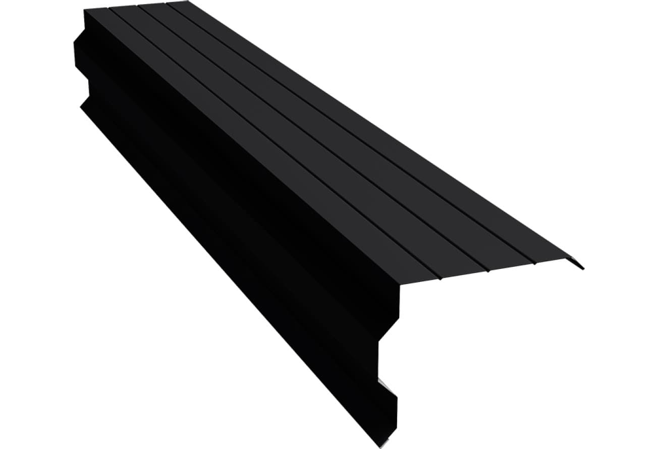 Планка торцевая фигурная 90х110 Grand Line 0,45 Drap ТХ RAL 9005 черный (3м)
