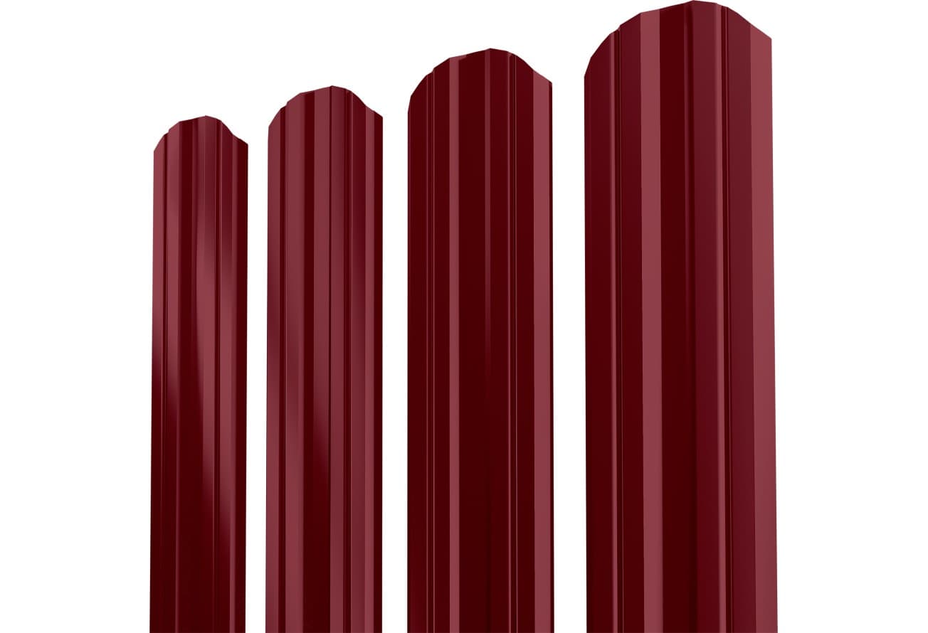 Штакетник Твин XL фигурный Grand Line 0,45 Drap ТХ RAL 3005 красное вино