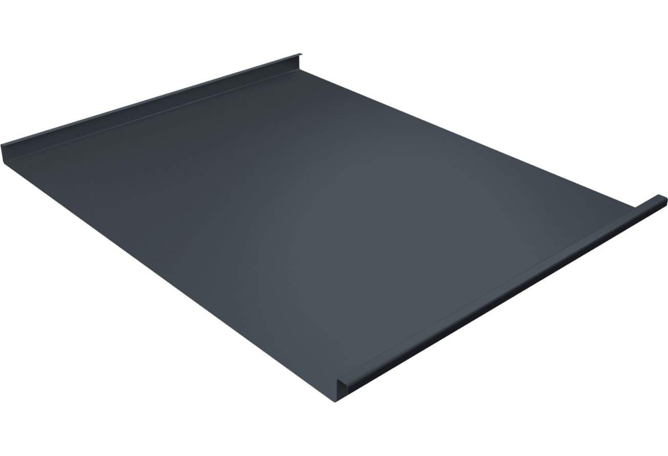 Фальц двойной стоячий Grand Line 0,45 Drap TX с пленкой на замках Drap TwinColor RAL 7024 мокрый асфальт