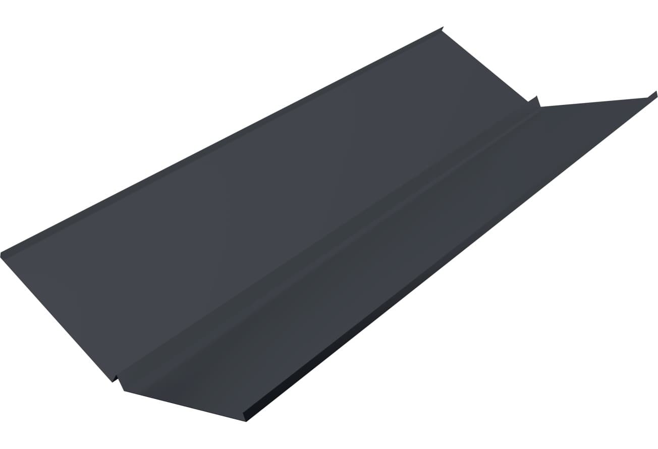 Планка ендовы нижней с компенсатором Grand Line 0,5 Velur RAL 7024 мокрый асфальт (2м)