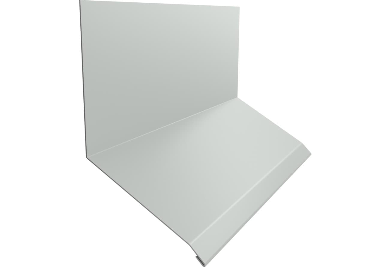 Планка примыкание верхнее к стене фальц 150х130х20 Grand Line 0,5 ПЭ с пленкой RAL 9003 сигнальный белый (2м)