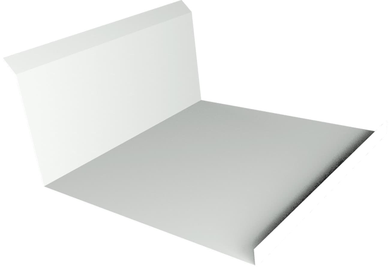 Планка примыкания нижняя 20х122х260х15 Grand Line 0,45 Drap с пленкой RAL 9003 сигнальный белый (2м)