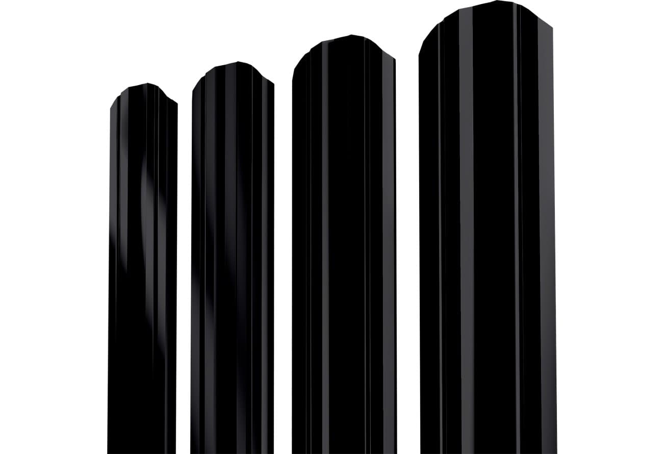 Штакетник Твин XL фигурный Grand Line 0,45 Drap ТХ RAL 9005 черный