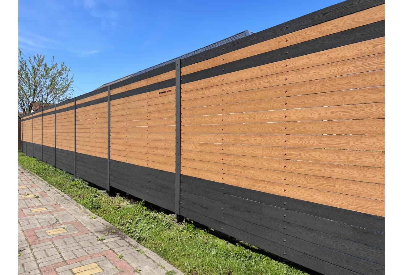 Штакетник ДПК Grand Line 97x12 тиснение с двух сторон графит 1,2м (ШТх2)