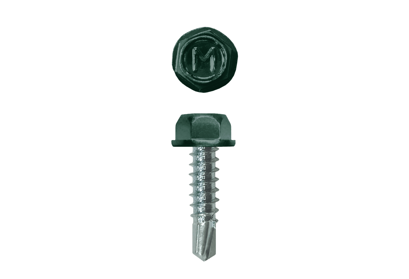 Саморез для забора по металлу Daxmer 4,8х19 без шайбы св.№2 (500шт) RAL 6005