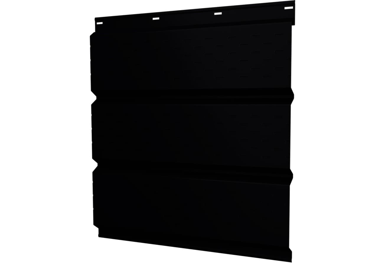 Софит металлический Классик в02 Grand Line полная перфорация 0,45 Drap RAL 9005 черный