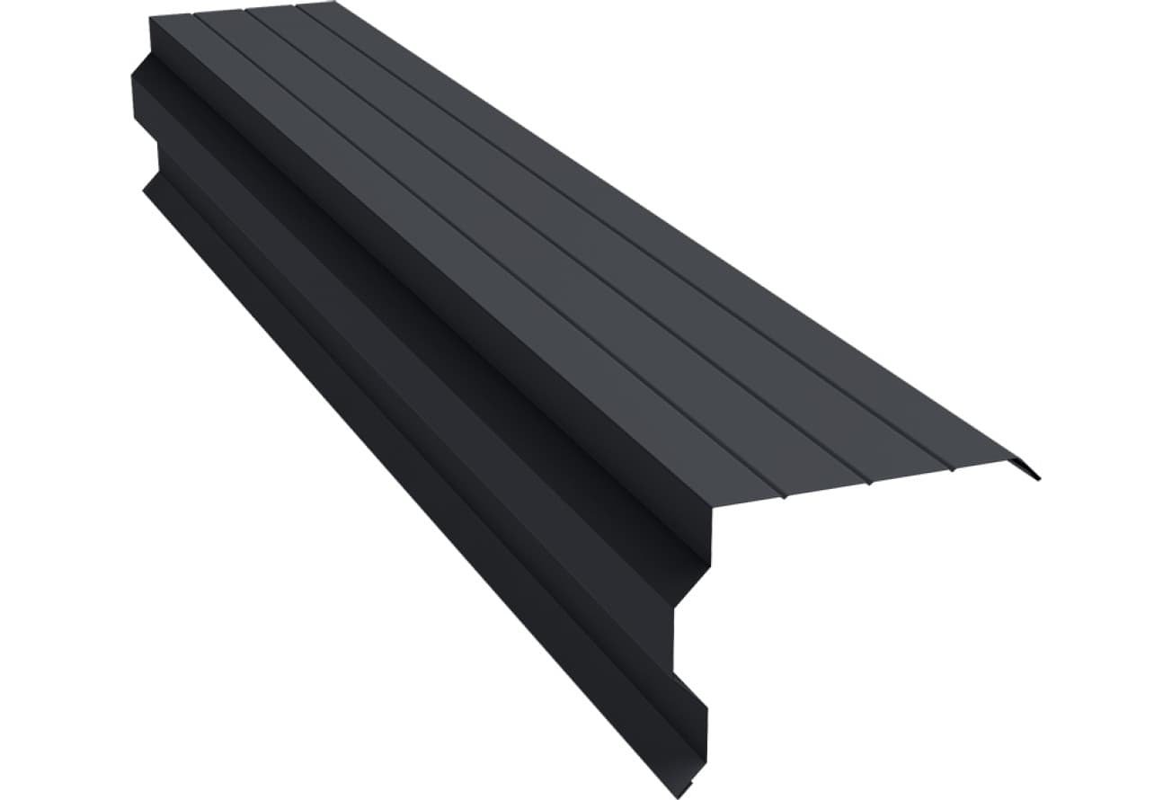 Планка торцевая фигурная 90х110 Grand Line 0,45 ПЭ двухсторонний с пленкой RAL 7024 мокрый асфальт (3м)