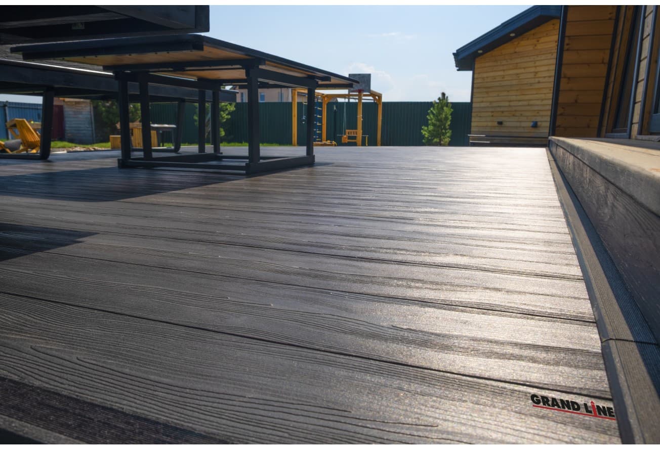 Террасная доска ДПК Grand Line 140мм 3D Дерево (Wood) графит 3м