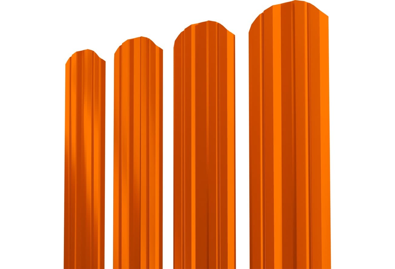 Штакетник Твин XL фигурный Grand Line 0,45 ПЭ RAL 2004 оранжевый