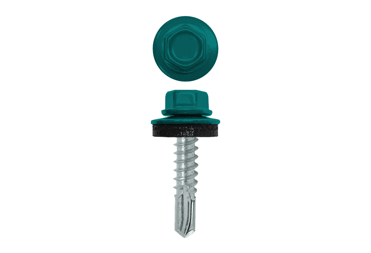 Саморез по металлу 5,5х25 (250шт) сверло №3 RAL 5021