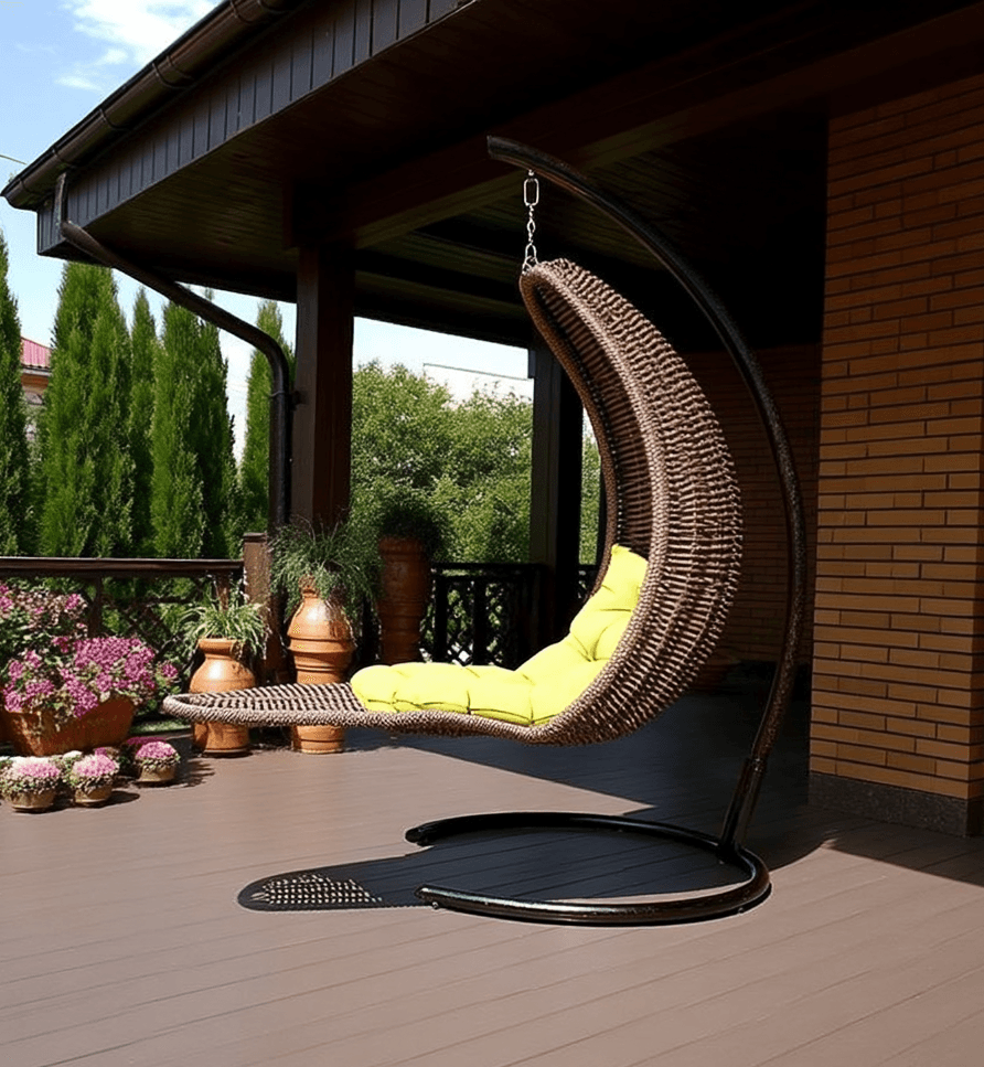 Плетеное подвесное кресло-шезлонг DeckWOOD коричневый