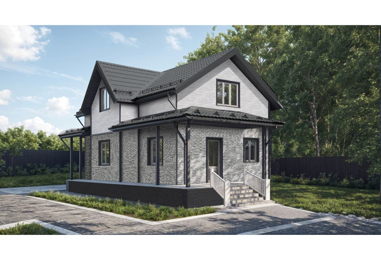 Фасадная панель Grand Line Колотый камень Дизайн Плюс гранит с белым швом