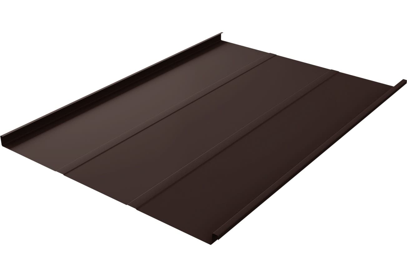 Фальц двойной стоячий Line Grand Line 0,45 Drap TwinColor с пленкой на замках RAL 8017 шоколад