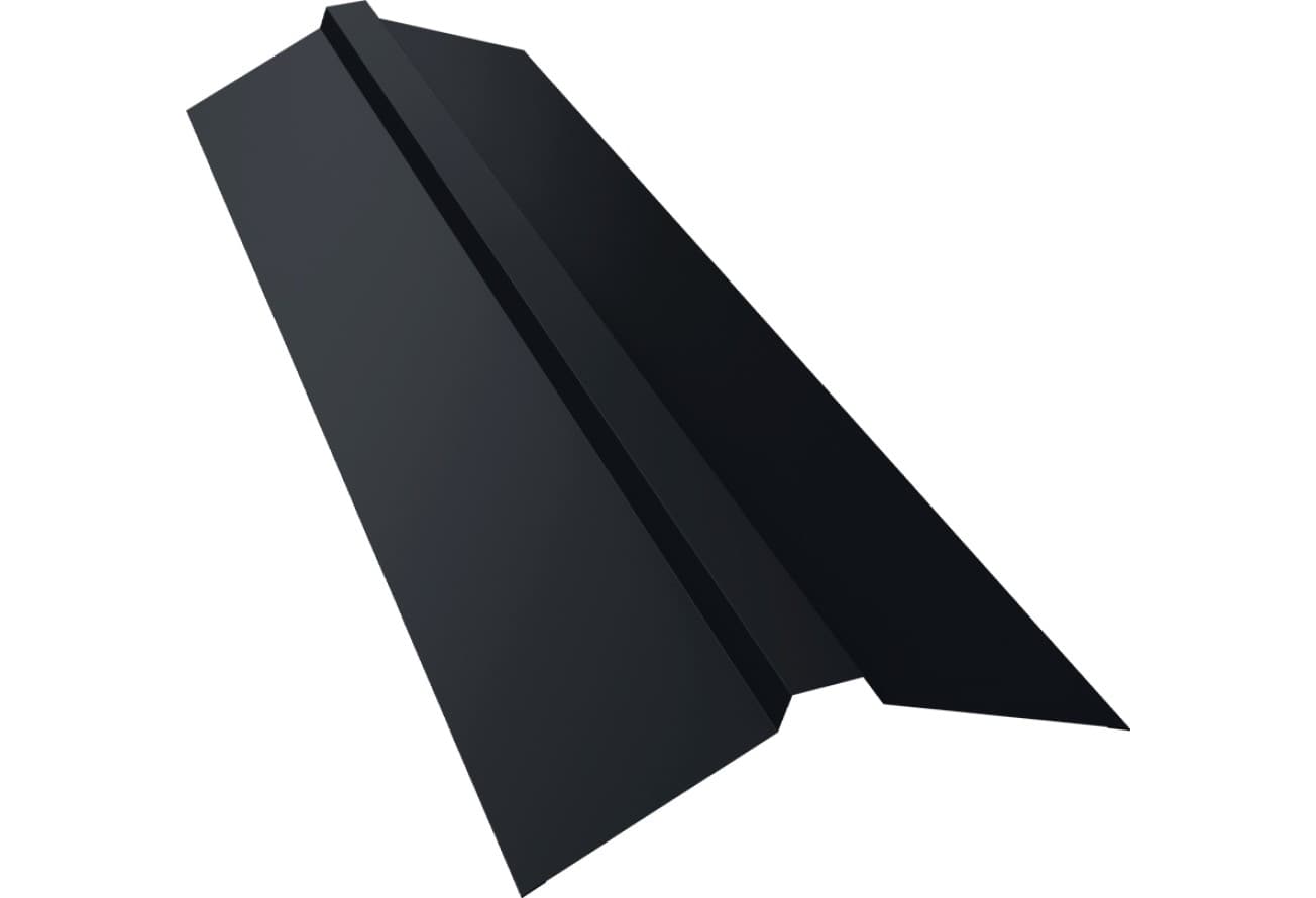 Планка конька прямоугольного 115х30х115 Grand Line 0,45 ПЭ двухсторонний с пленкой RAL 7024 мокрый асфальт (2м)