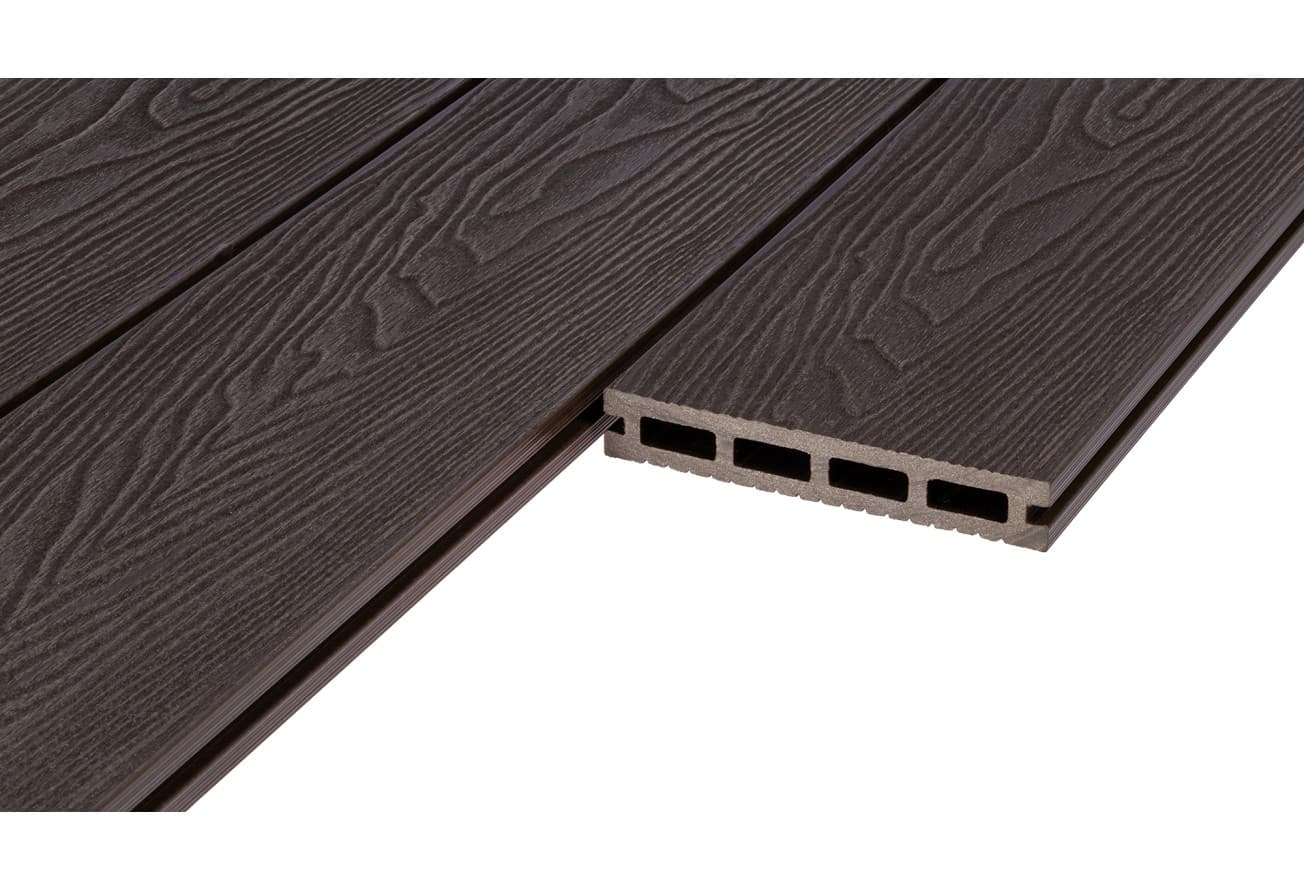Террасная доска ДПК Grand Line 140мм 3D Дерево (Wood) шоколад 3м