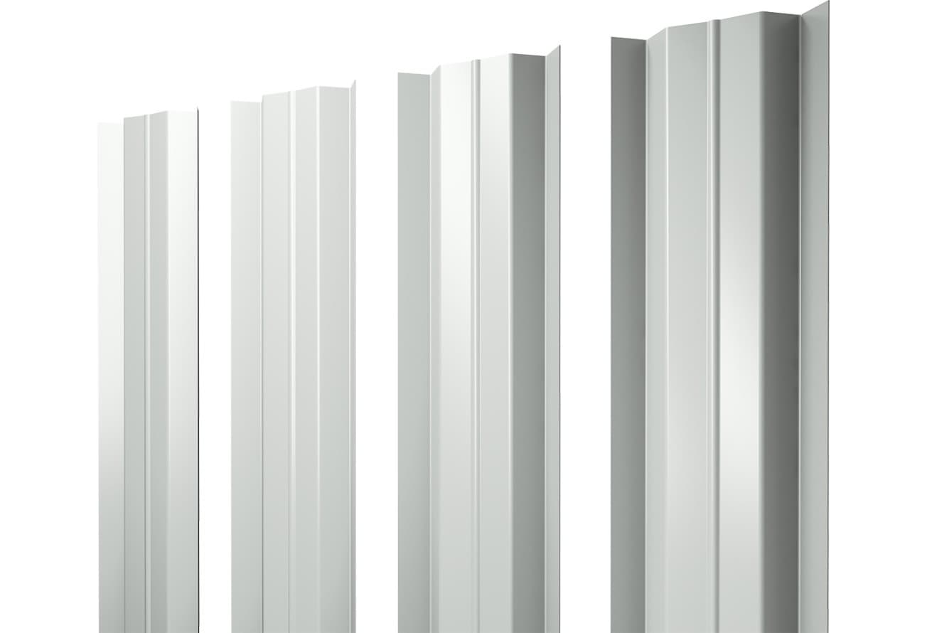 Штакетник М-образный B с прямым резом Grand Line 0,5 Сатин RAL 9003 сигнальный белый