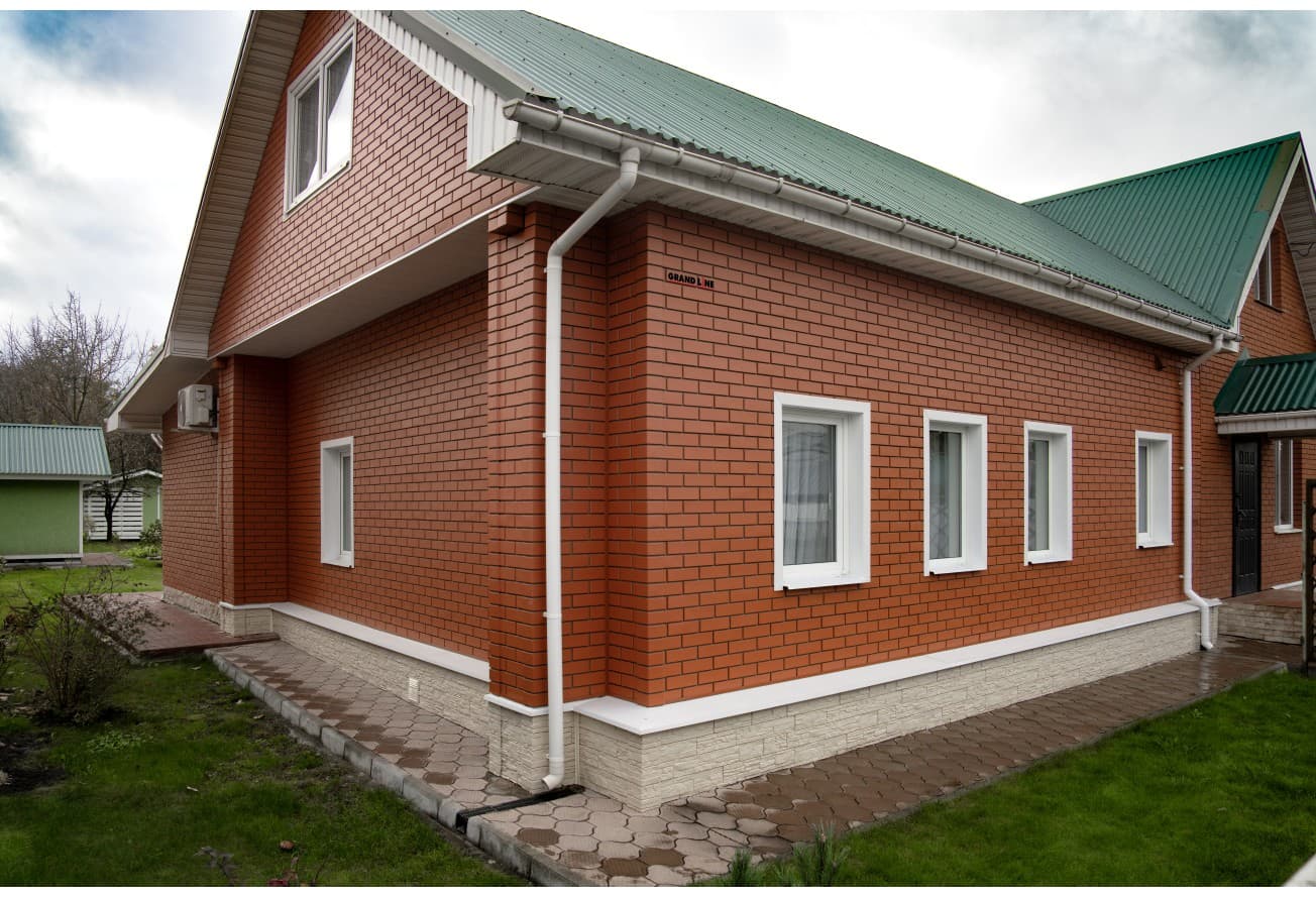 Фасадная панель Grand Line Клинкерный кирпич Дизайн терракотовый со швом RAL 7006