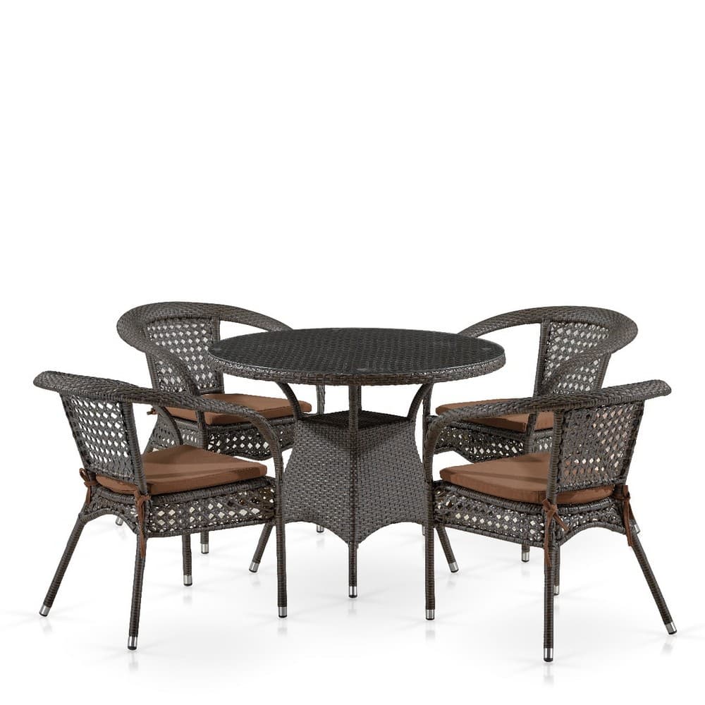 Комплект плетеной мебели Лион-1A T220CT/Y32-W53 Brown (4+1) фото