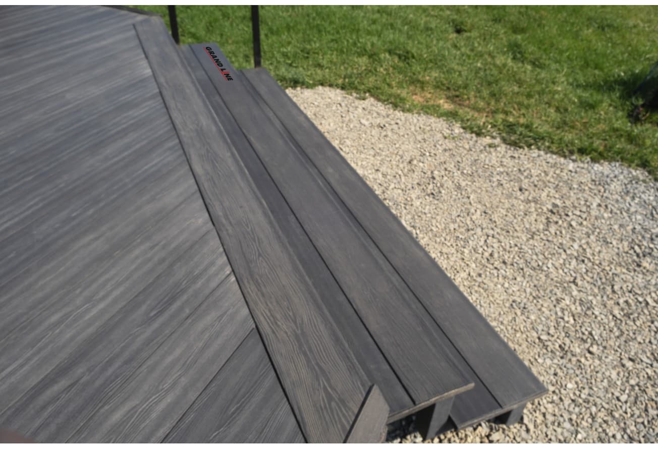 Террасная доска ДПК Grand Line 140мм 3D Дерево (Wood) графит 3м