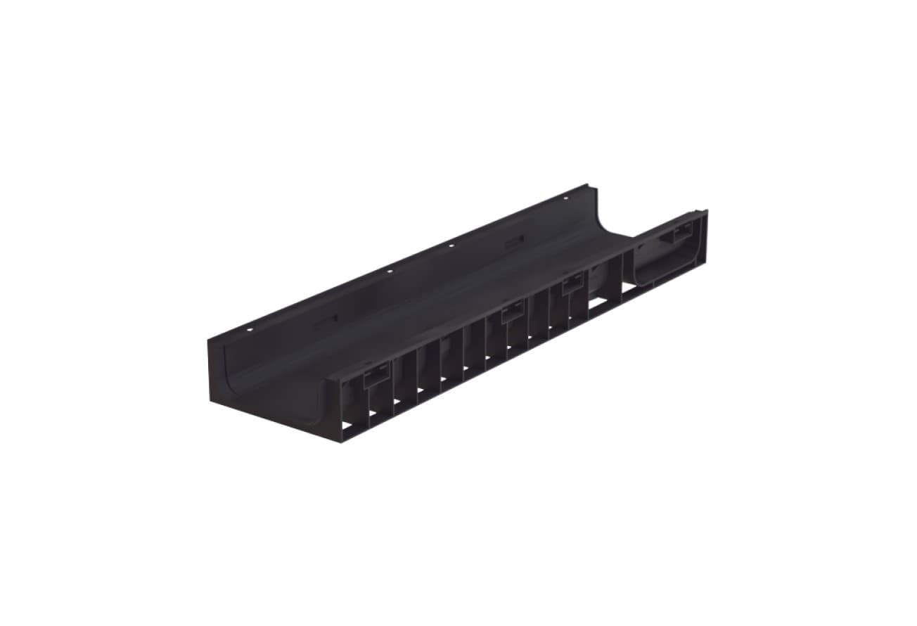 Лоток водоотводный пластиковый Aquastok Norma 200 Н100, класс нагрузки С250 1000х260х100 (12010)