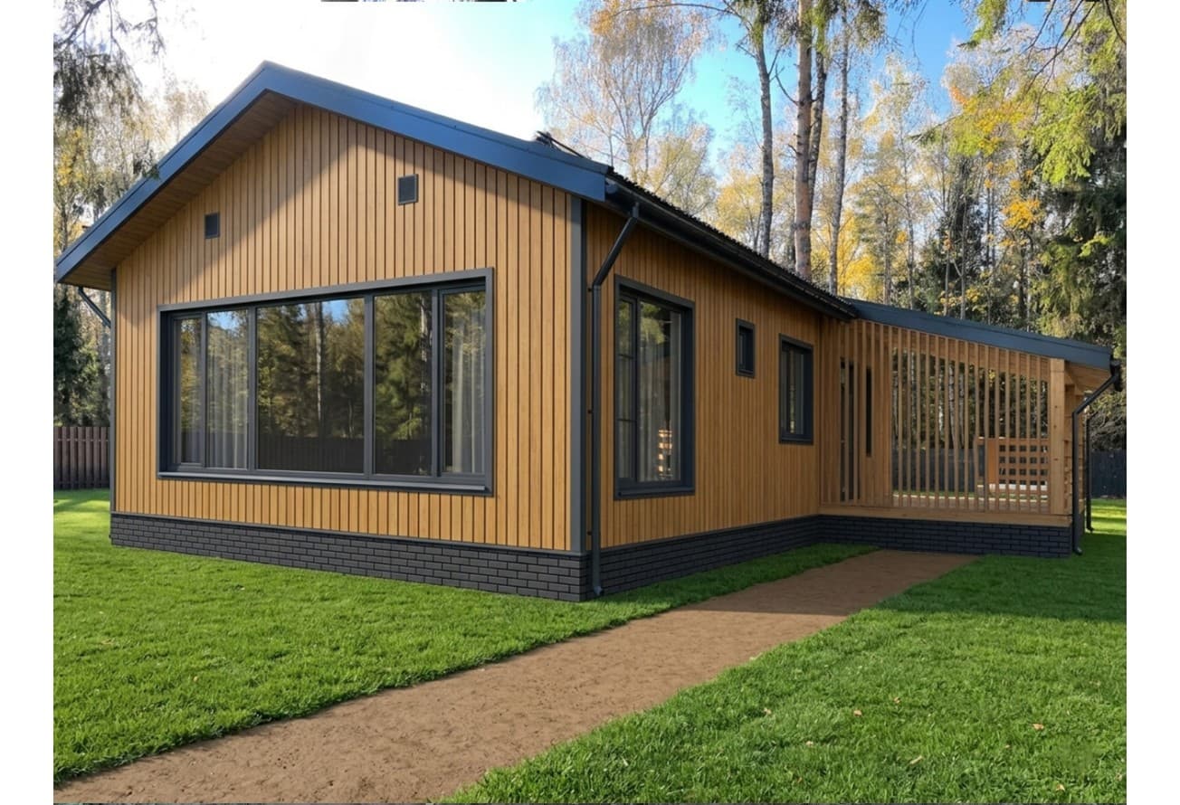 Фасадная панель Grand Line Клинкерный кирпич Дизайн графит со швом RAL 9005