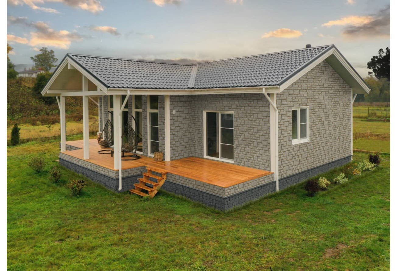 Фасадная панель Grand Line Крупный камень Классика графит