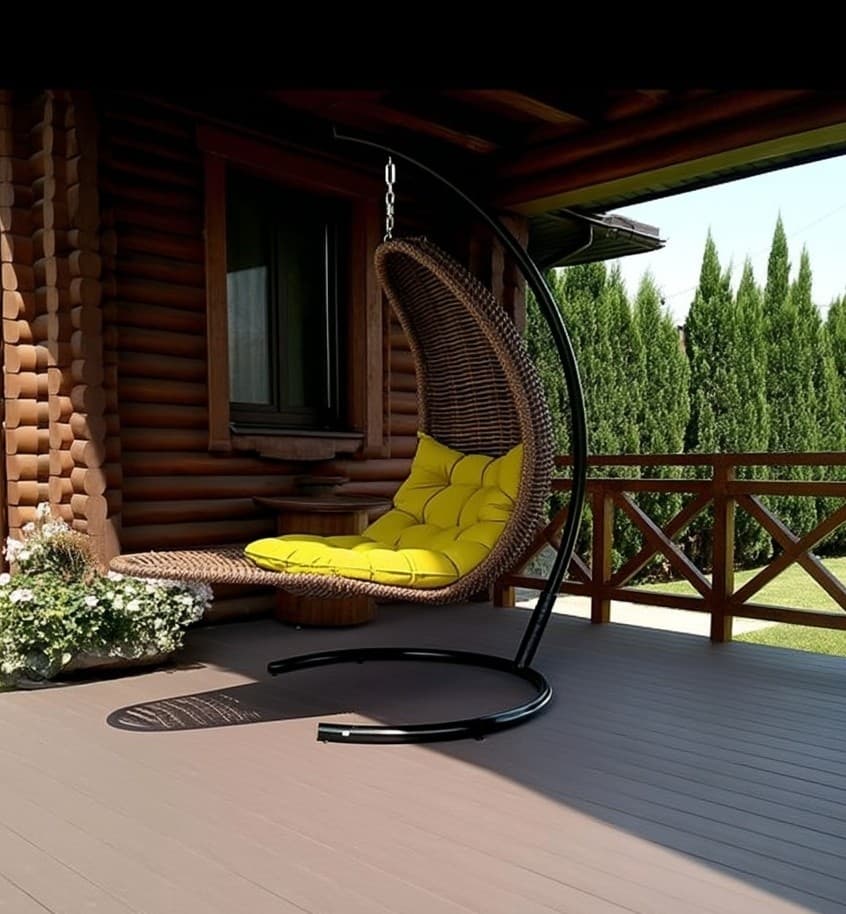Плетеное подвесное кресло-шезлонг DeckWOOD коричневый