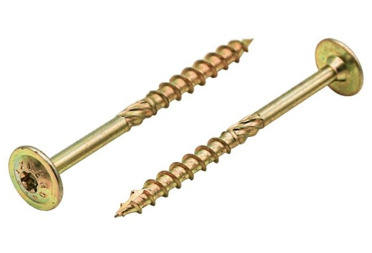 Саморез конструкционный тарельчатый Daxmer 8,0х80 (50шт) Torx желтый цинк