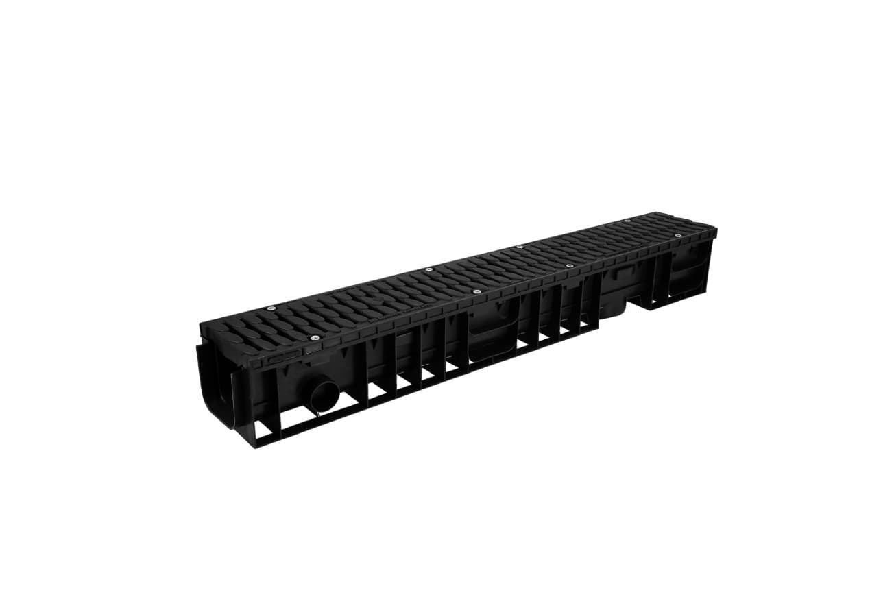 Лоток водоотводный пластиковый Аquastok Master DN100 H135 класс нагрузки B125 (комплект) 1000х148х135 (110131)