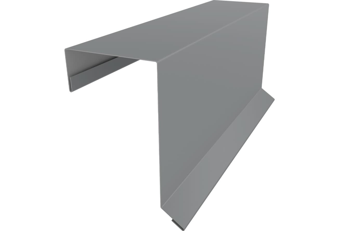 Планка торцевая кровельная фальц 65х97 Grand Line 0,5 ПЭ слим с пленкой RAL 7004 сигнальный серый (2м)