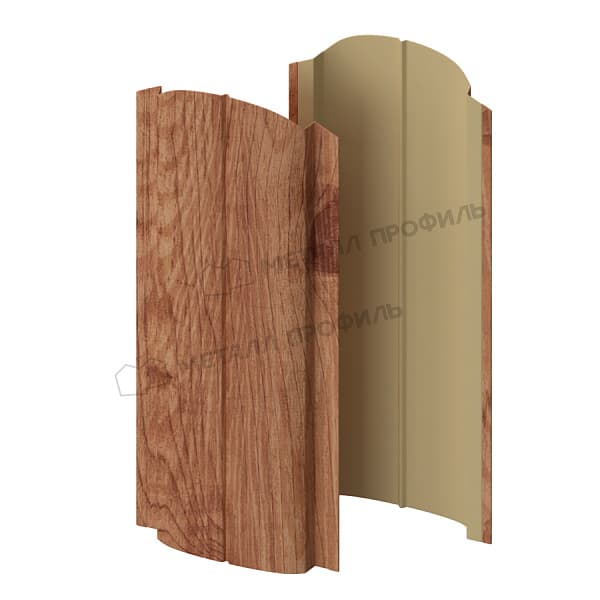 Штакетник металлический МЕТАЛЛ ПРОФИЛЬ ELLIPSE-O 19х126 (ECOSTEEL_T-01-Кедр-0.5)