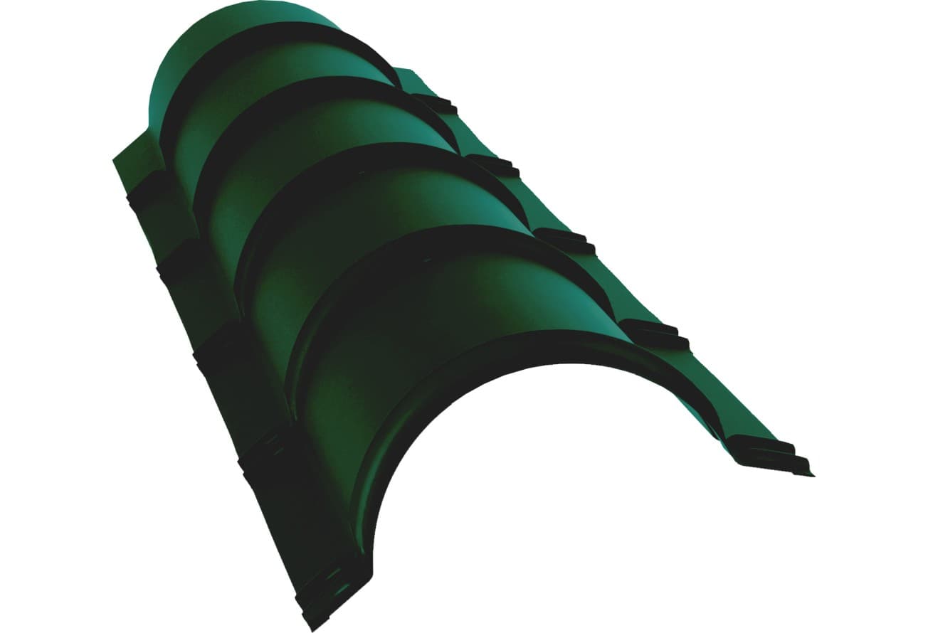 Планка конька полукруглого Grand Line 0,45 Drap RAL 6005 зеленый мох (1,97м)