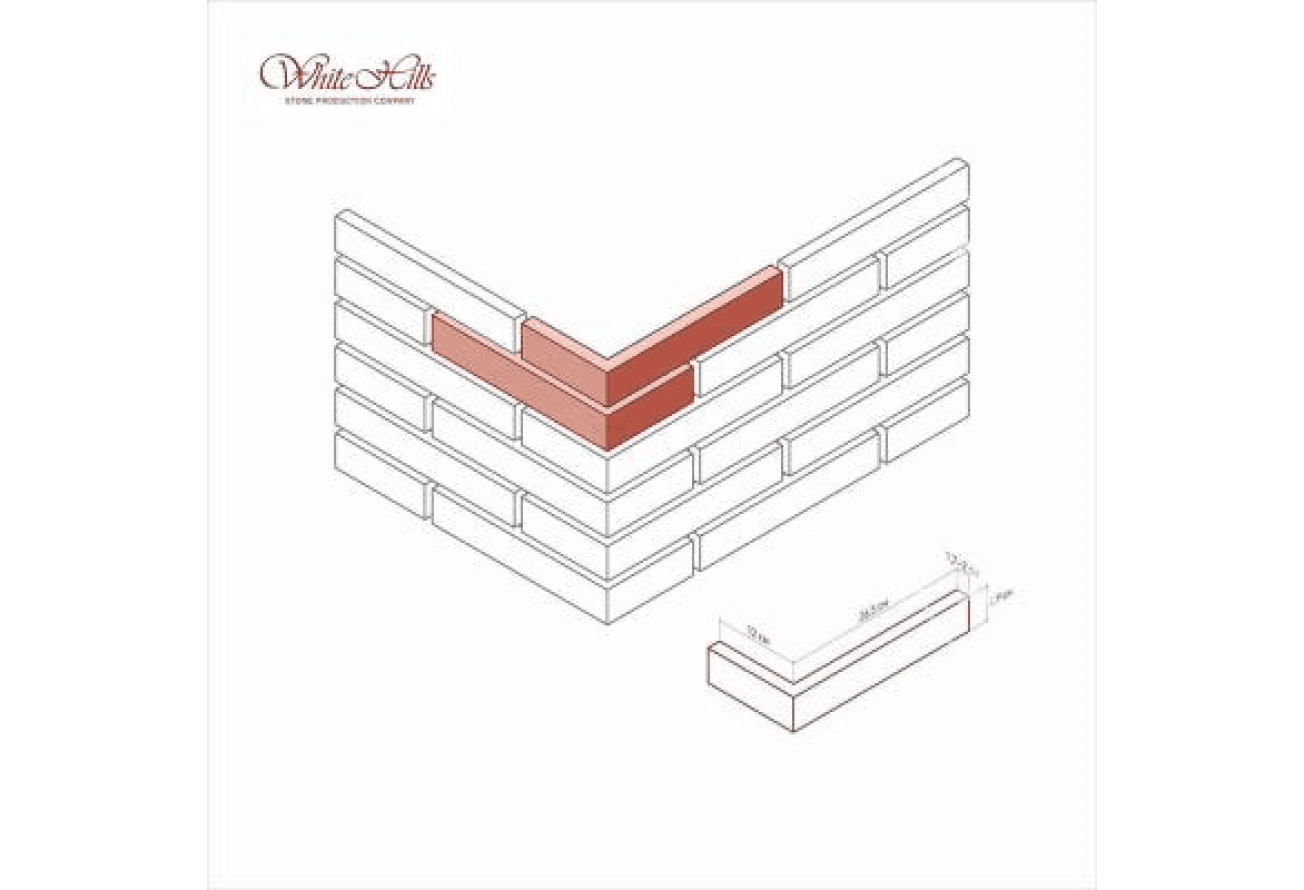 Камень искусственный для НФС White Hills Остия Брик F384-95 угловой элемент с расшивкой 0,9см