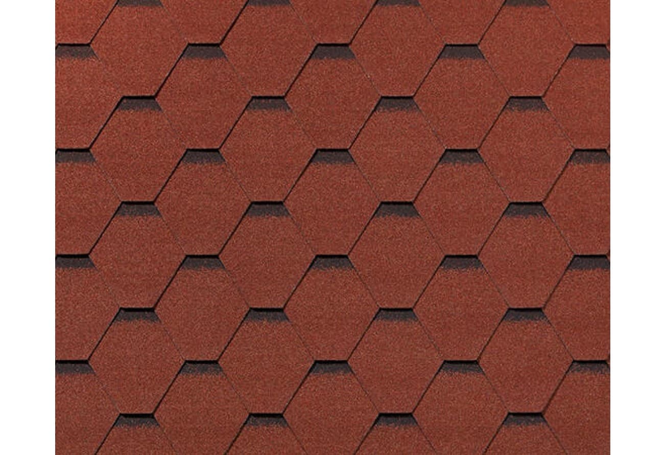 Черепица гибкая RoofShield Классик Стандарт кирпично-красный с оттенением