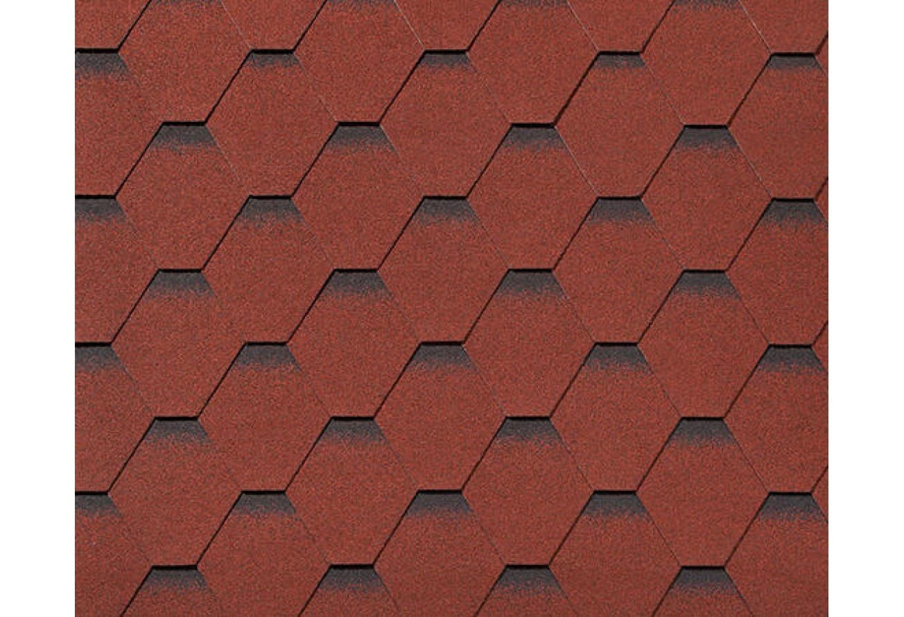 Черепица гибкая RoofShield Премиум Стандарт красный с оттенением