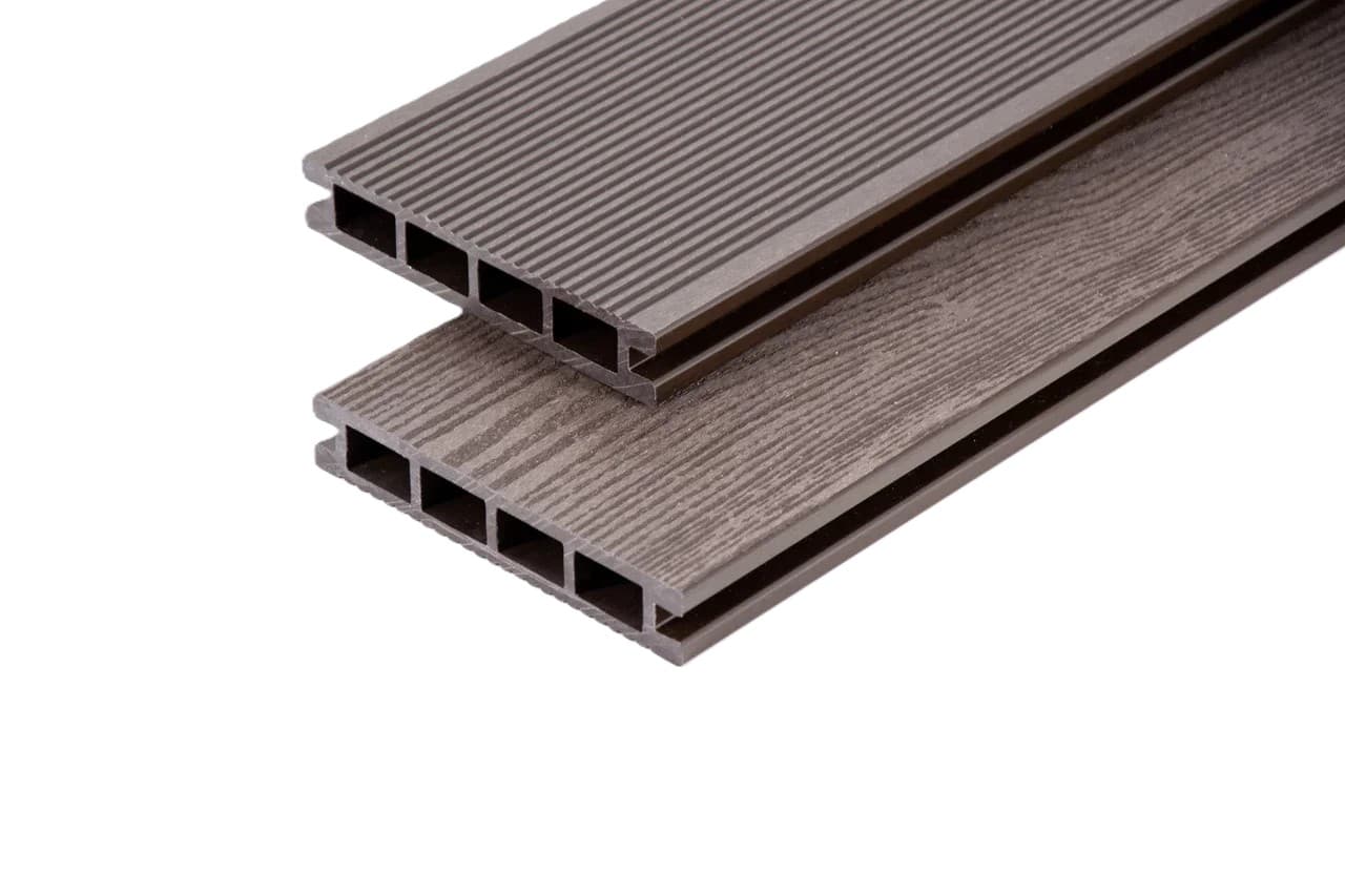 Террасная доска 3D  текстура-дерева AISTONE из МПК 140*25*4000мм  двусторонняя, шоколад,  за м.пог