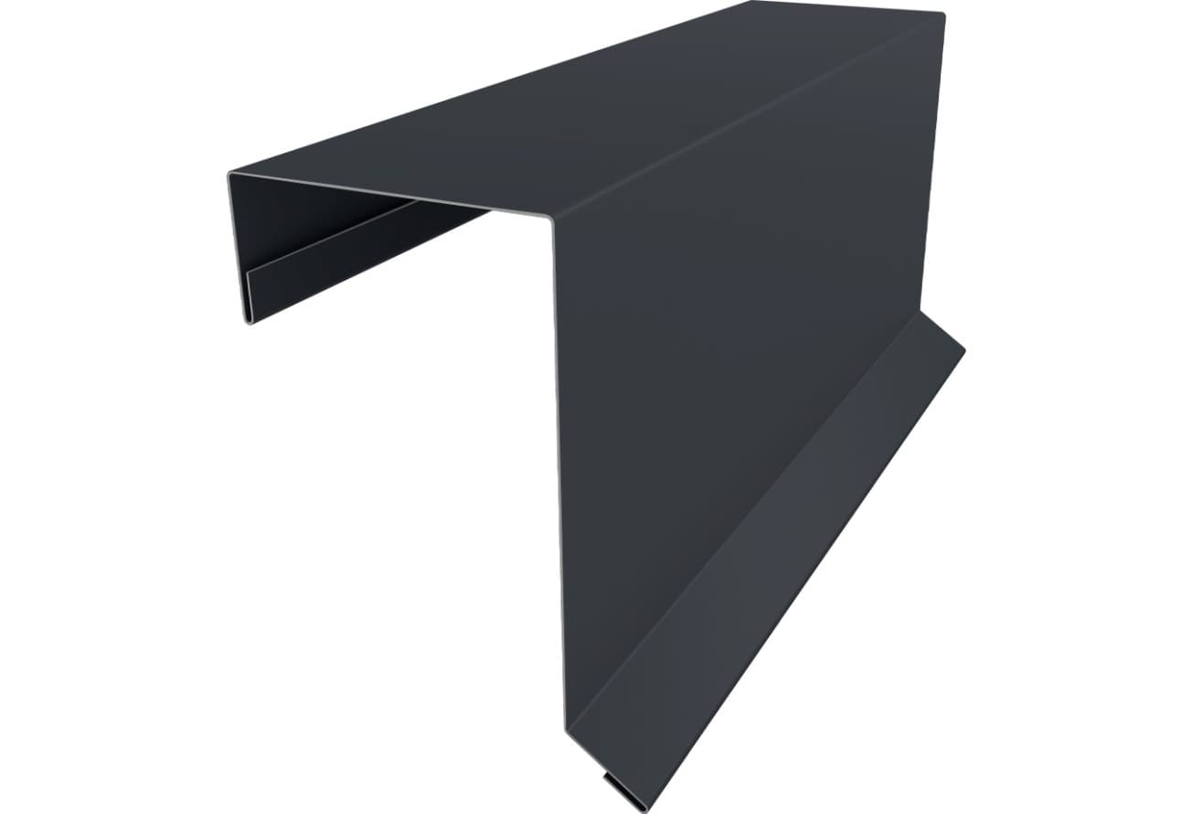 Планка торцевая кровельная фальц 65х97 Grand Line 0,45 ПЭ двухсторонний с пленкой RAL 7024 мокрый асфальт (3м)