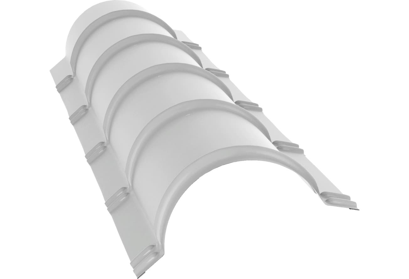 Планка конька полукруглого Grand Line 0,45 Drap ТХ RAL 7047 телегрей 4 (1,97м)
