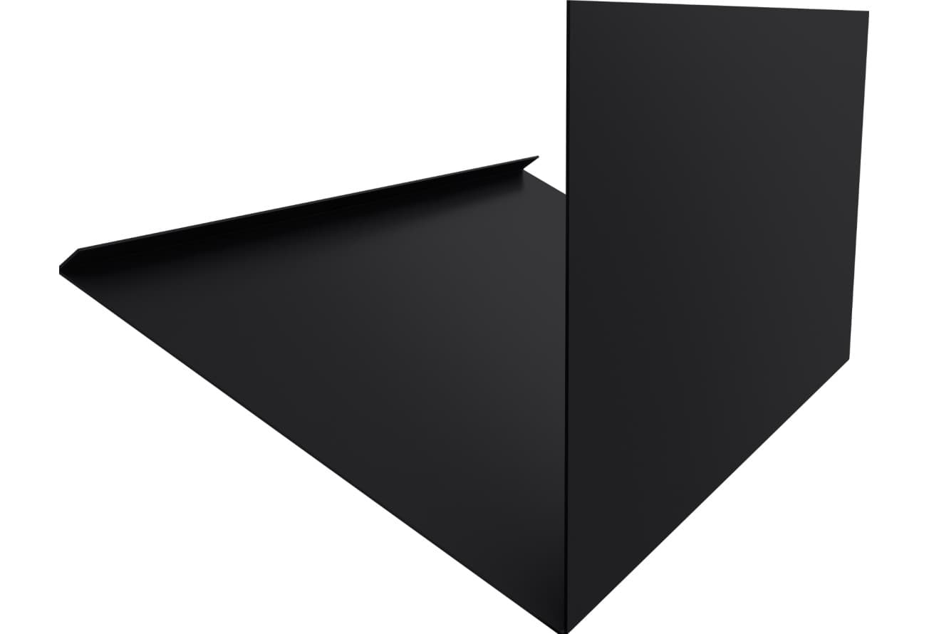 Планка примыкание верхнее к трубе фальц Grand Line 0,5 Velur RAL 9005 черный (3м)