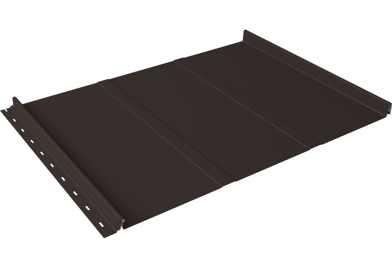 Кликфальц Line Grand Line 0,5 GreenCoat Pural БТ матовый с пленкой на замках RR 32 темно-коричневый (RAL 8019 серо-коричневый)
