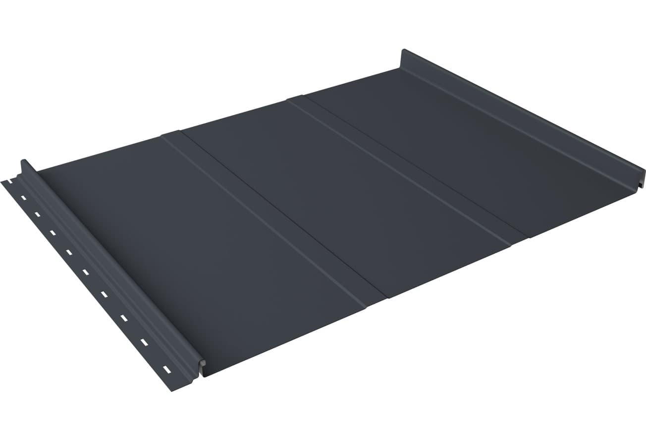Кликфальц Line Grand Line 0,5 GreenCoat Pural БТ матовый с пленкой на замках RR 23 темно-серый (RAL 7024 мокрый асфальт)