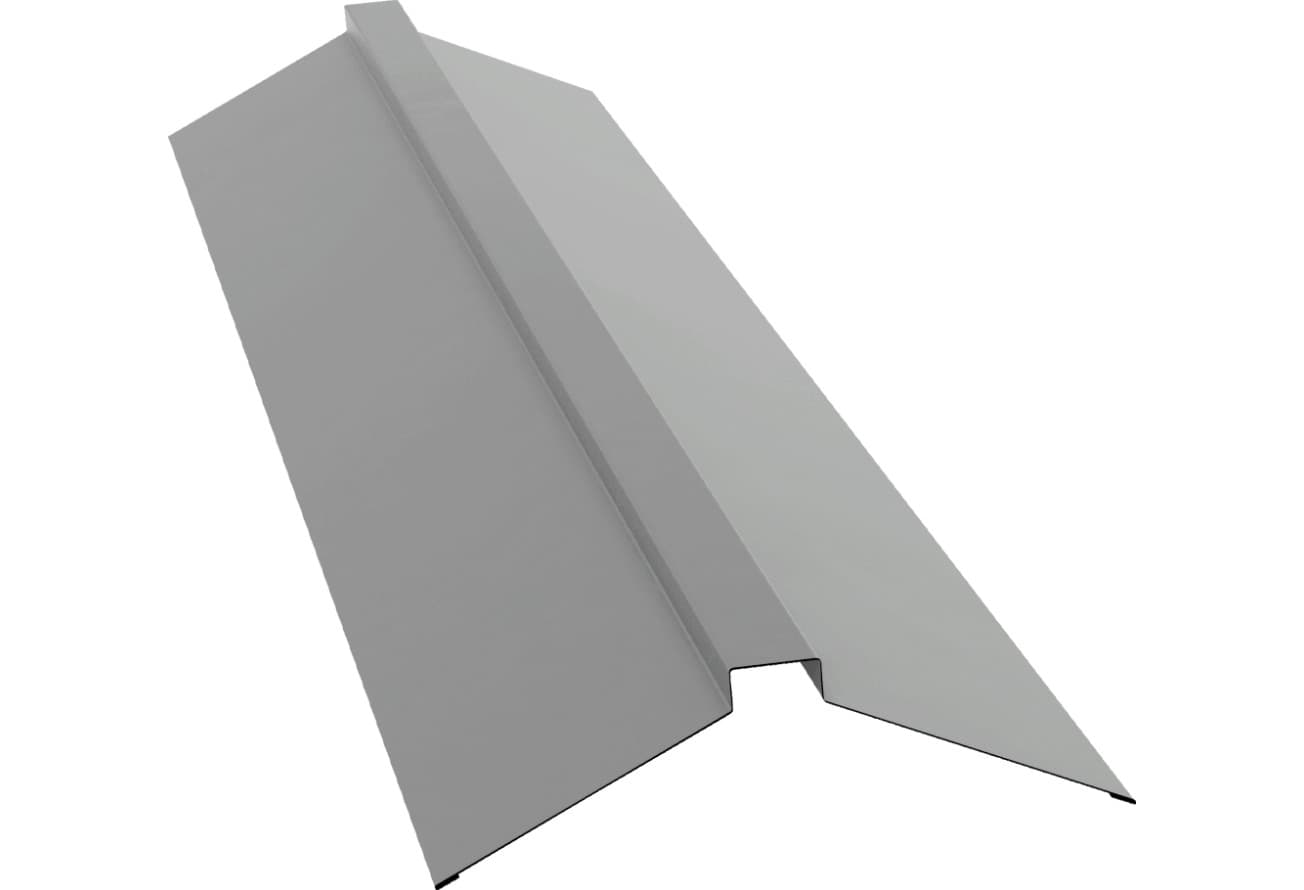 Планка конька плоского 150х40х150 Grand Line 0,45 Drap ТХ RAL 7047 телегрей 4 (2м)