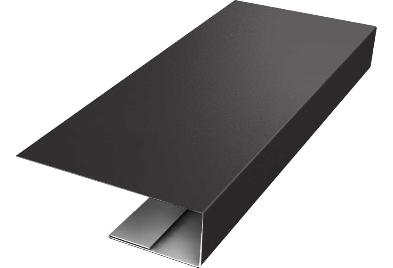 J-Профиль 12мм Grand Line 0,5 GreenCoat Pural БТ матовый RR 32 темно-коричневый (RAL 8019 серо-коричневый) (2м)