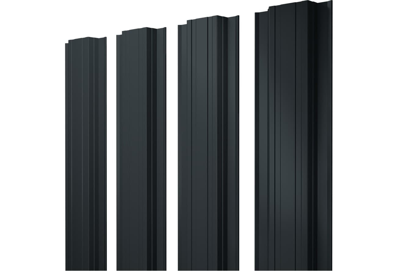 Штакетник Прямоугольный с прямым резом Grand Line 0,5 GreenCoat Pural БТ матовый RR2H3 (RAL 7016 антрацитово-серый)